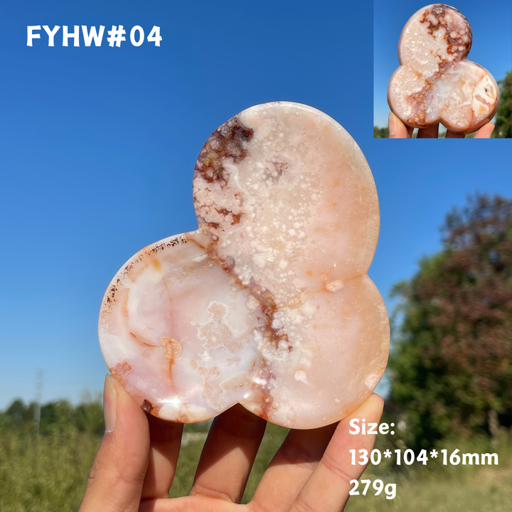 Unique,Natural Crystal Carving Pink Flower Agate Bowl