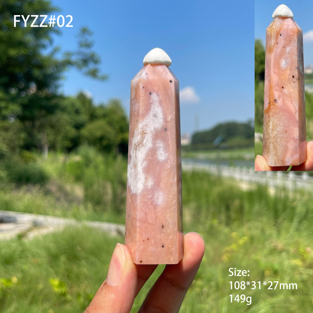 Unique, Natural Crystal Pink Flower Agate Point