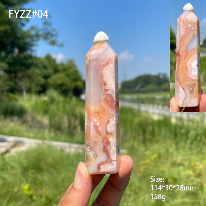 Unique, Natural Crystal Pink Flower Agate Point