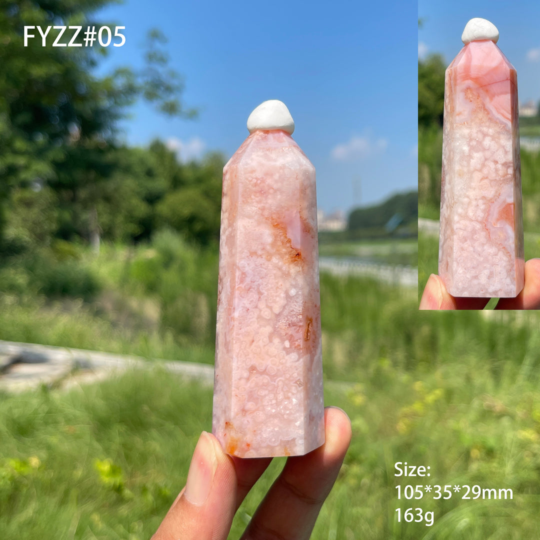 Unique, Natural Crystal Pink Flower Agate Point
