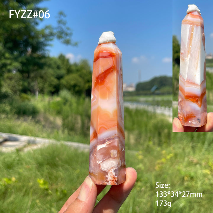 Unique, Natural Crystal Pink Flower Agate Point