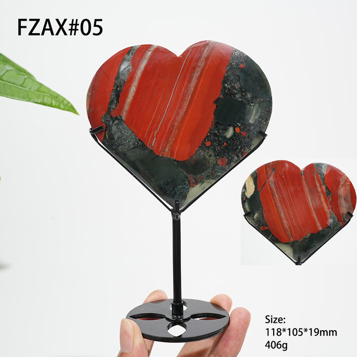 Unique,Natural Crystal African Bloodstone Heart With Stand