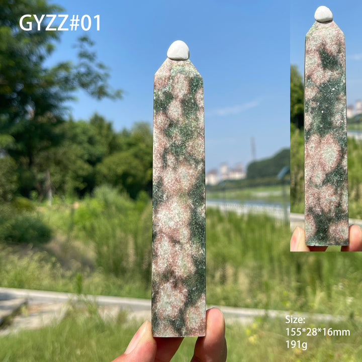 Unique,Natural Crystal Fuchsite In Quartz Point
