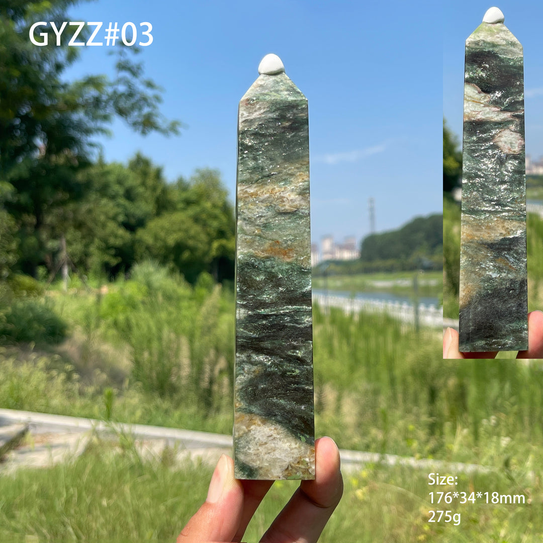 Unique,Natural Crystal Fuchsite In Quartz Point