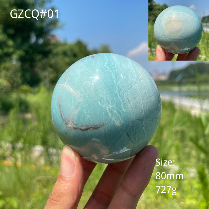 Unique,Natural Crystal Blue Quartzite Sphere