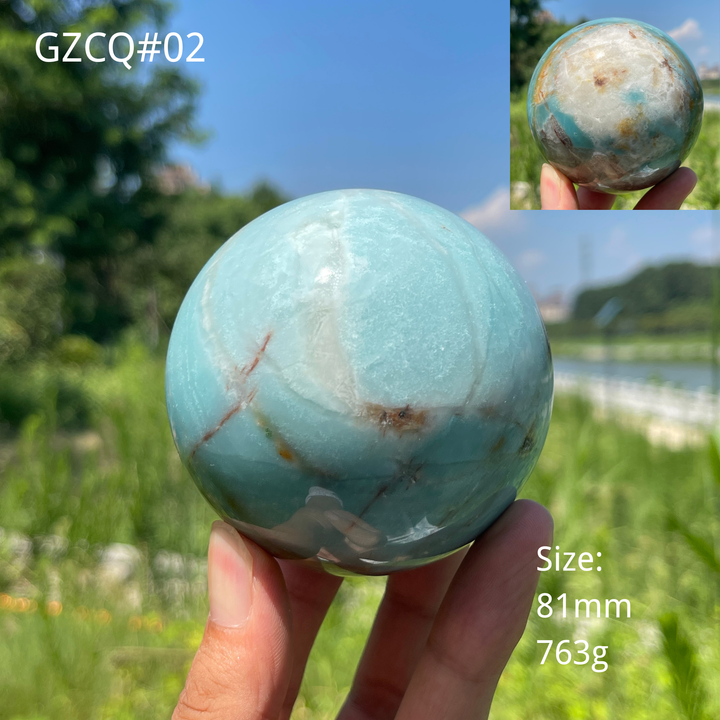 Unique,Natural Crystal Blue Quartzite Sphere
