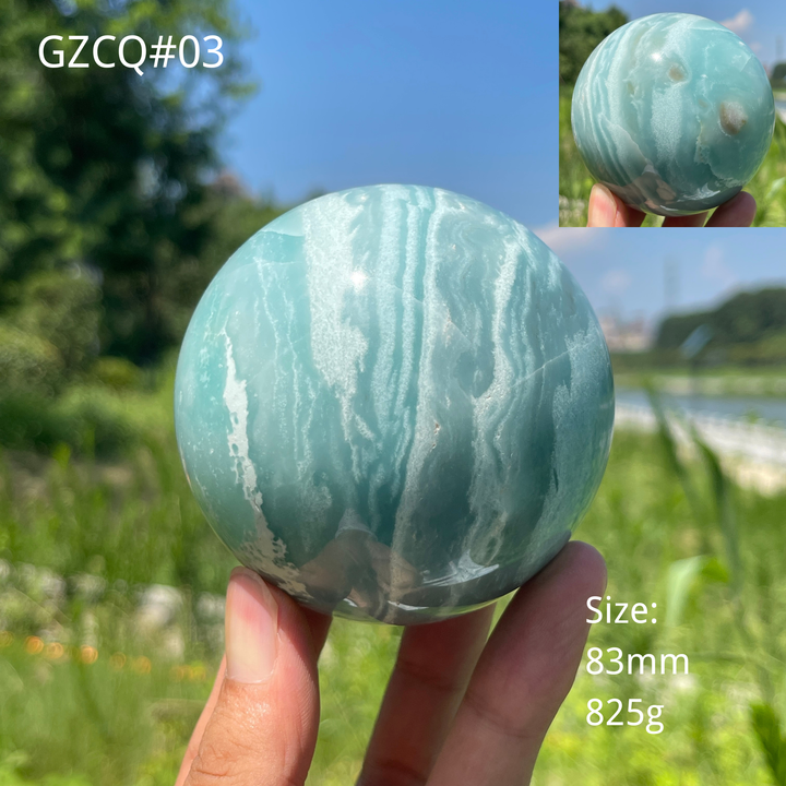 Unique,Natural Crystal Blue Quartzite Sphere