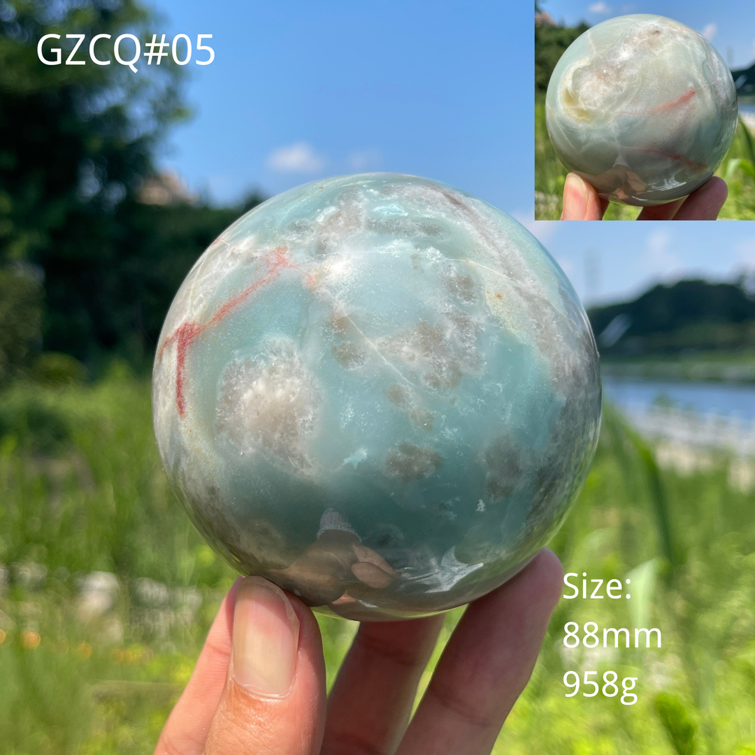 Unique,Natural Crystal Blue Quartzite Sphere
