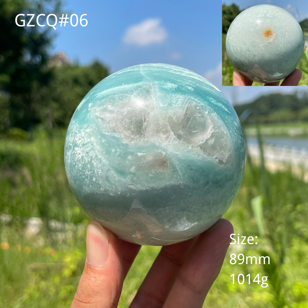 Unique,Natural Crystal Blue Quartzite Sphere