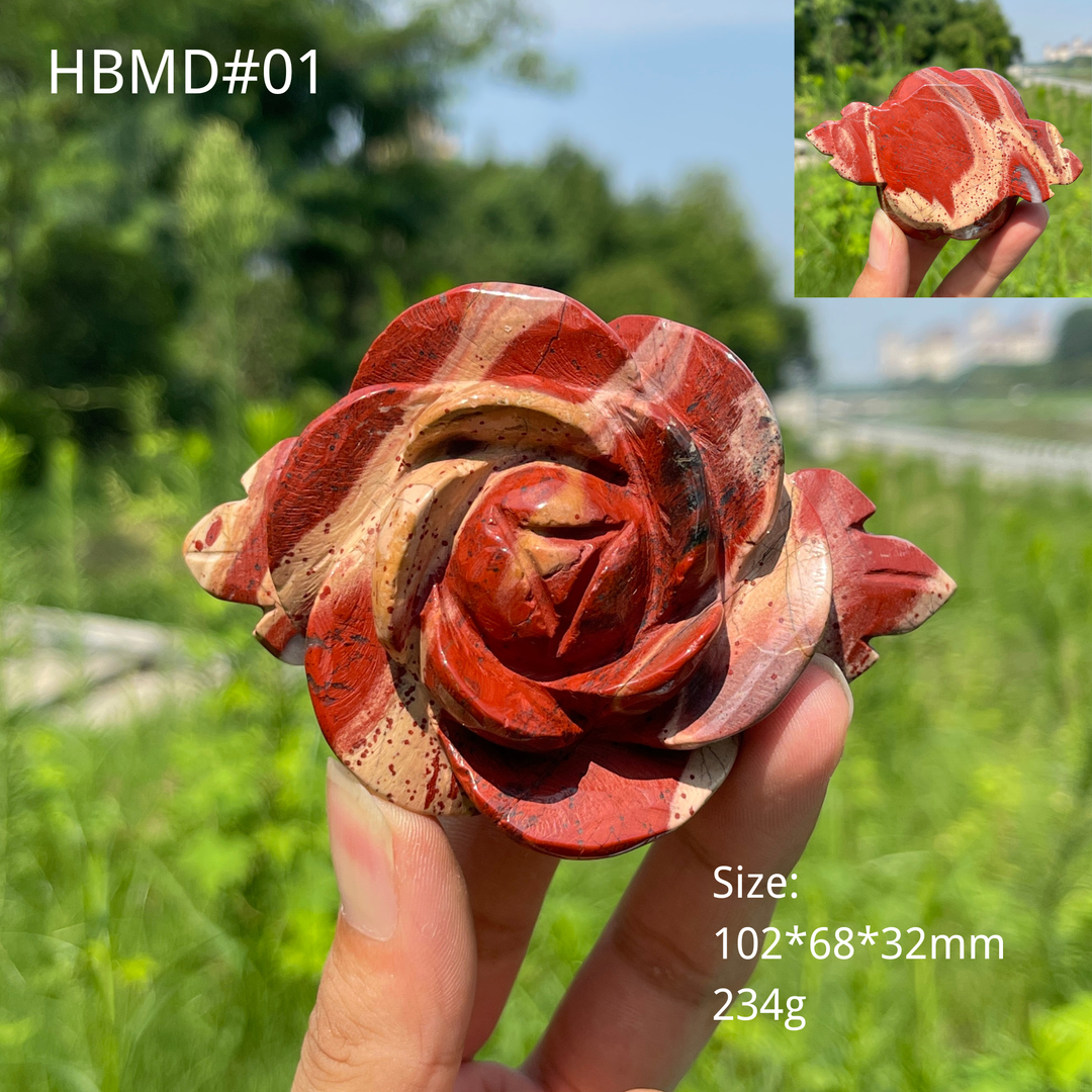 Unique,Natural Crystal Red Jasper Peony Blossom Carving