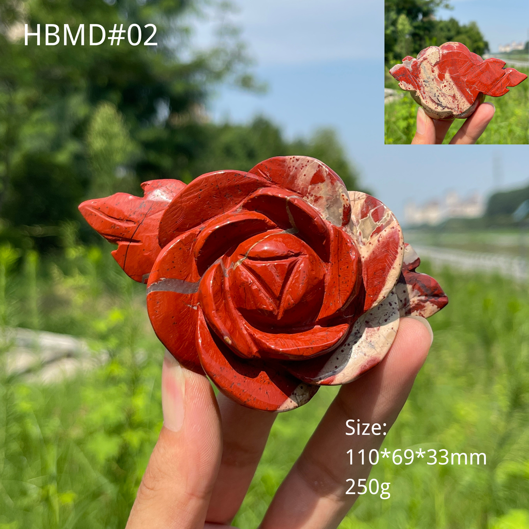 Unique,Natural Crystal Red Jasper Peony Blossom Carving