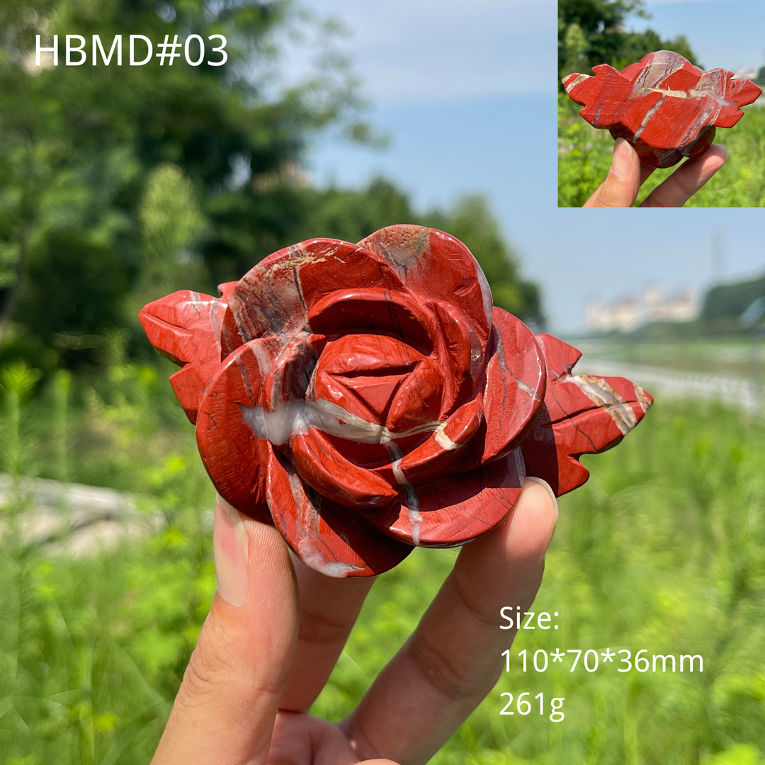 Unique,Natural Crystal Red Jasper Peony Blossom Carving