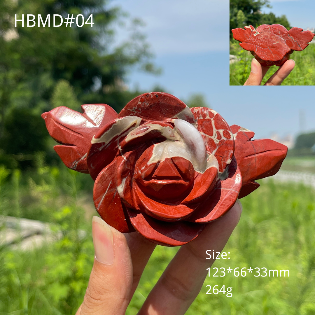 Unique,Natural Crystal Red Jasper Peony Blossom Carving