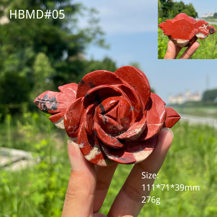 Unique,Natural Crystal Red Jasper Peony Blossom Carving