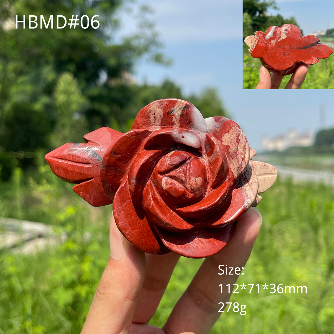Unique,Natural Crystal Red Jasper Peony Blossom Carving