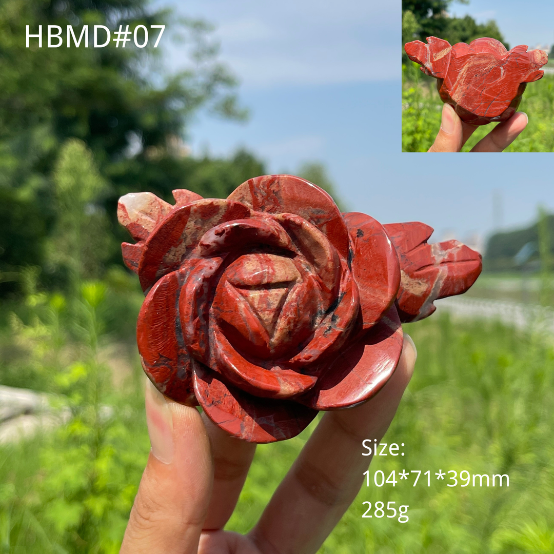 Unique,Natural Crystal Red Jasper Peony Blossom Carving