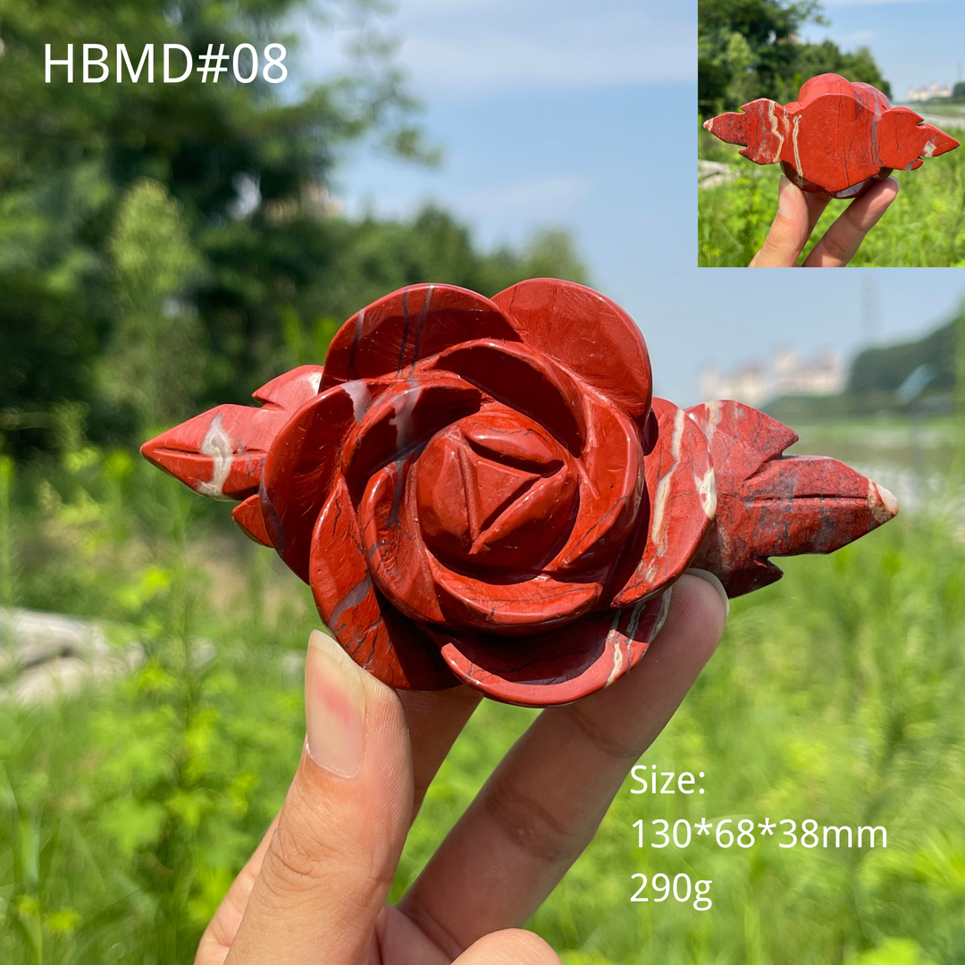 Unique,Natural Crystal Red Jasper Peony Blossom Carving