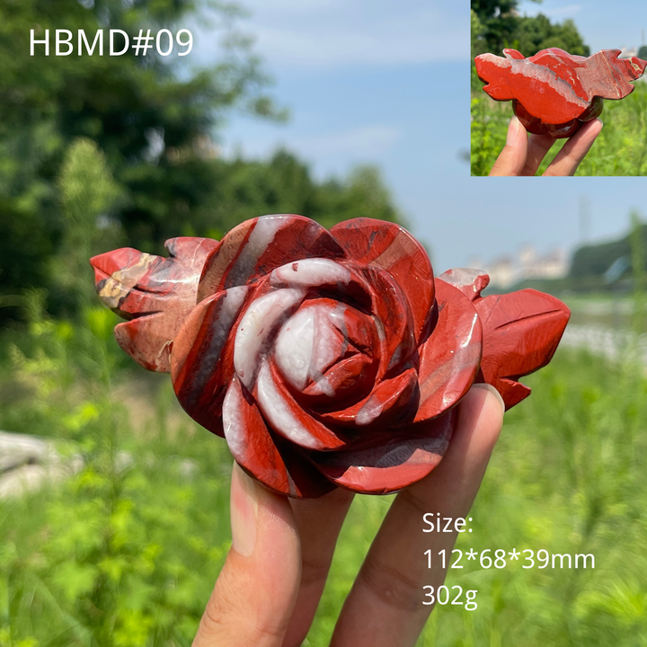 Unique,Natural Crystal Red Jasper Peony Blossom Carving