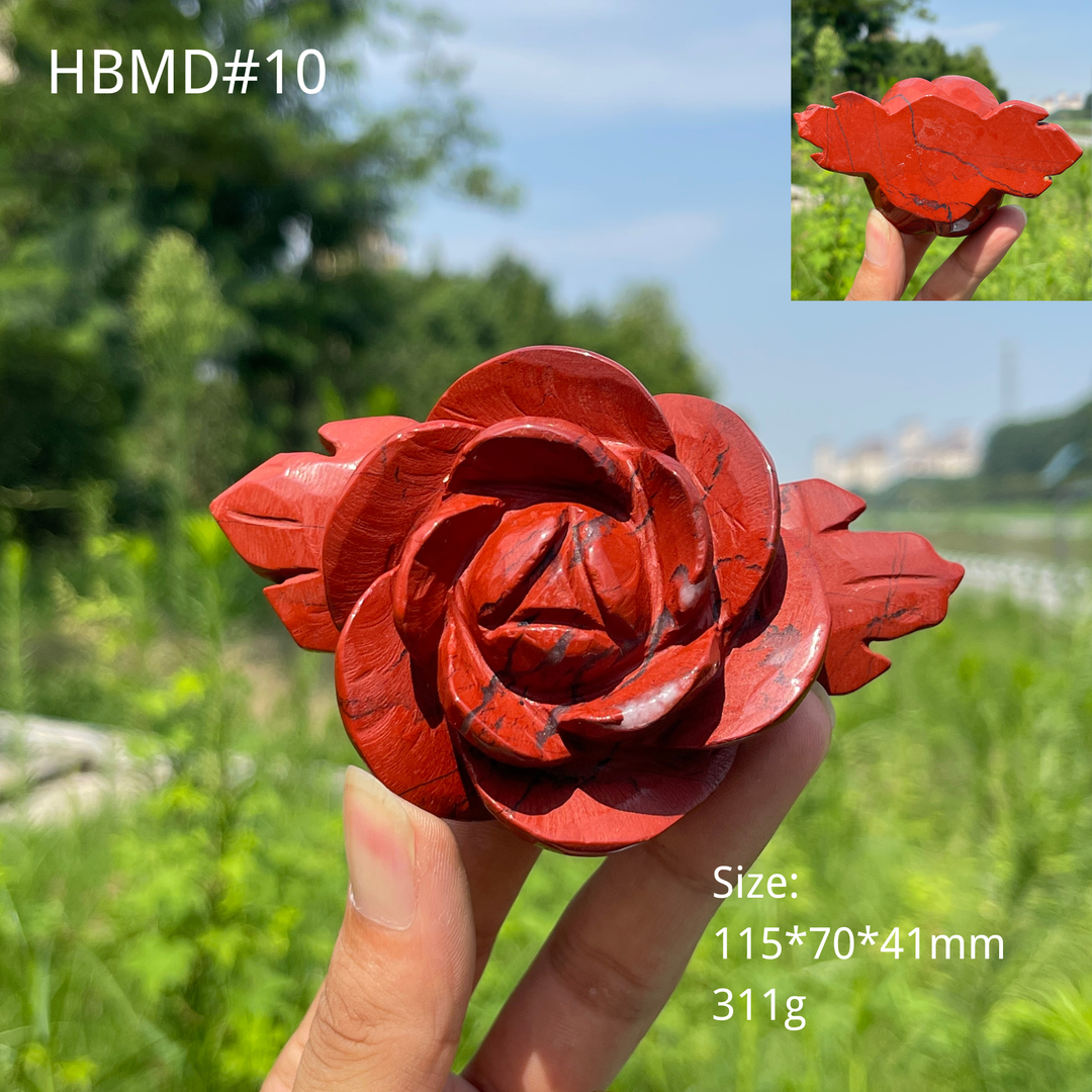 Unique,Natural Crystal Red Jasper Peony Blossom Carving