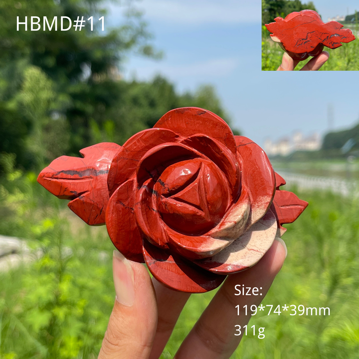 Unique,Natural Crystal Red Jasper Peony Blossom Carving