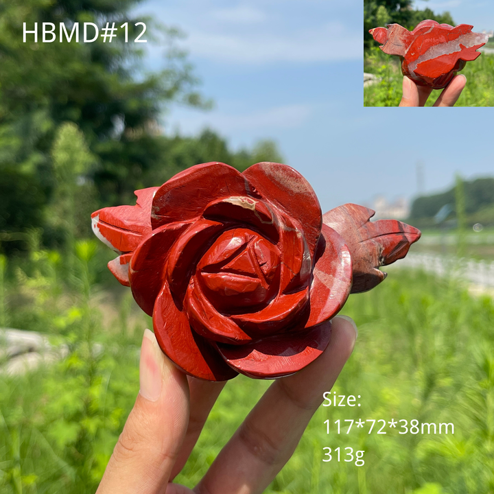 Unique,Natural Crystal Red Jasper Peony Blossom Carving