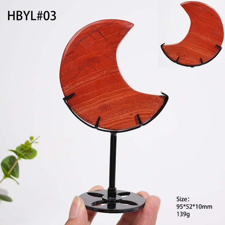 Unique,Natural Crystal Red Jasper Moon With Stand