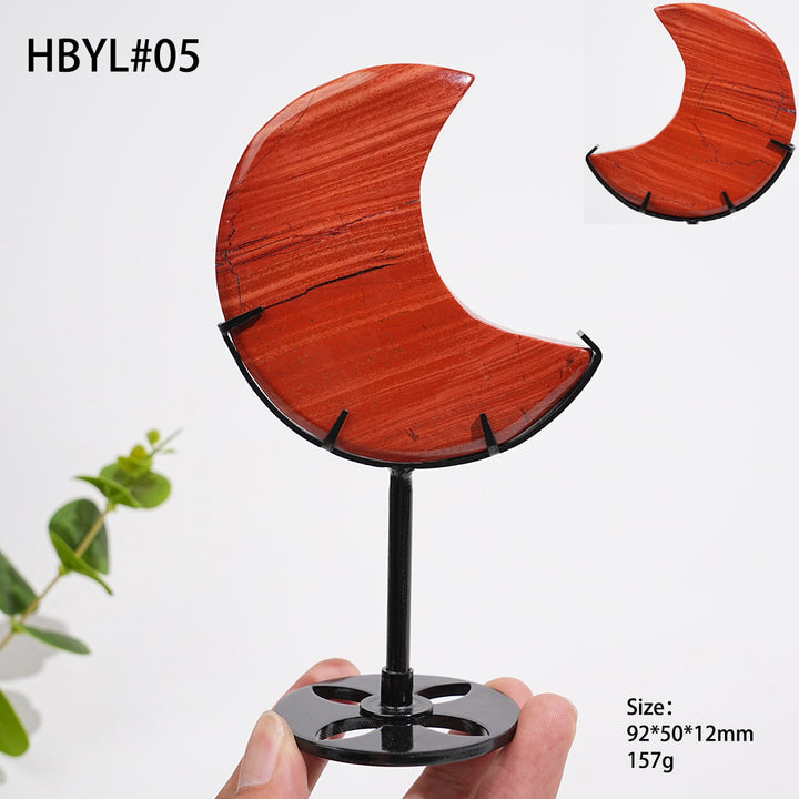 Unique,Natural Crystal Red Jasper Moon With Stand