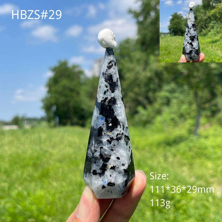 Unique,Natural Crystal Rainbow Moonstone Diamond Tower