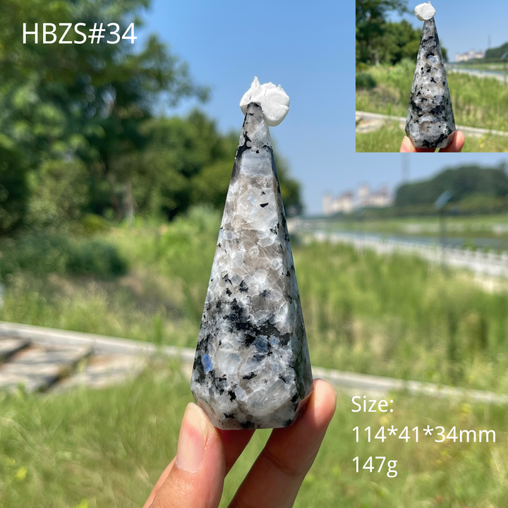 Unique,Natural Crystal Rainbow Moonstone Diamond Tower