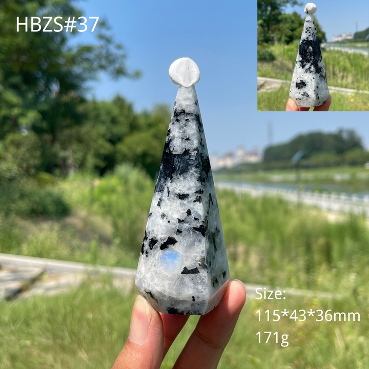 Unique,Natural Crystal Rainbow Moonstone Diamond Tower