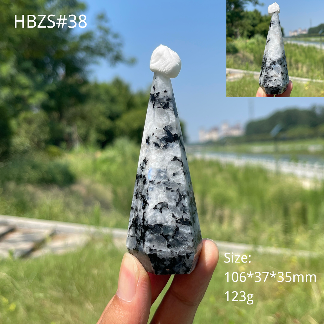 Unique,Natural Crystal Rainbow Moonstone Diamond Tower