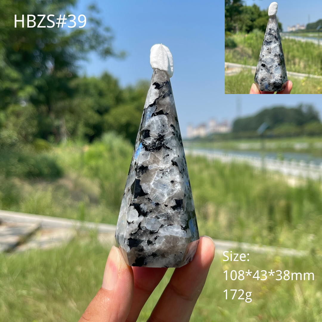Unique,Natural Crystal Rainbow Moonstone Diamond Tower