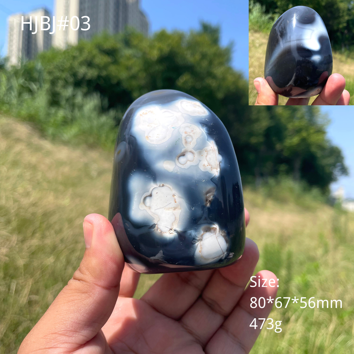 Unique,Natural Crystal Orca Agate Ornament