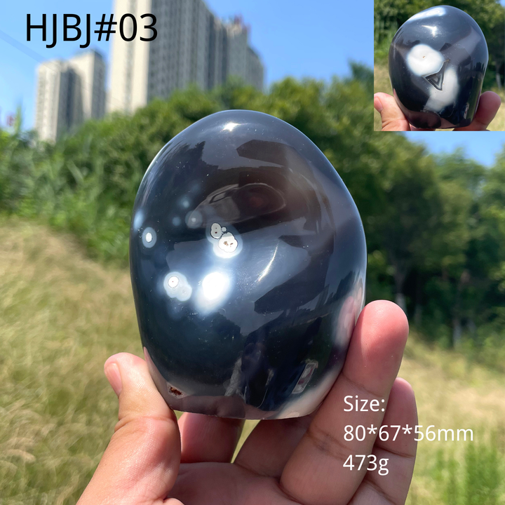 Unique,Natural Crystal Orca Agate Ornament