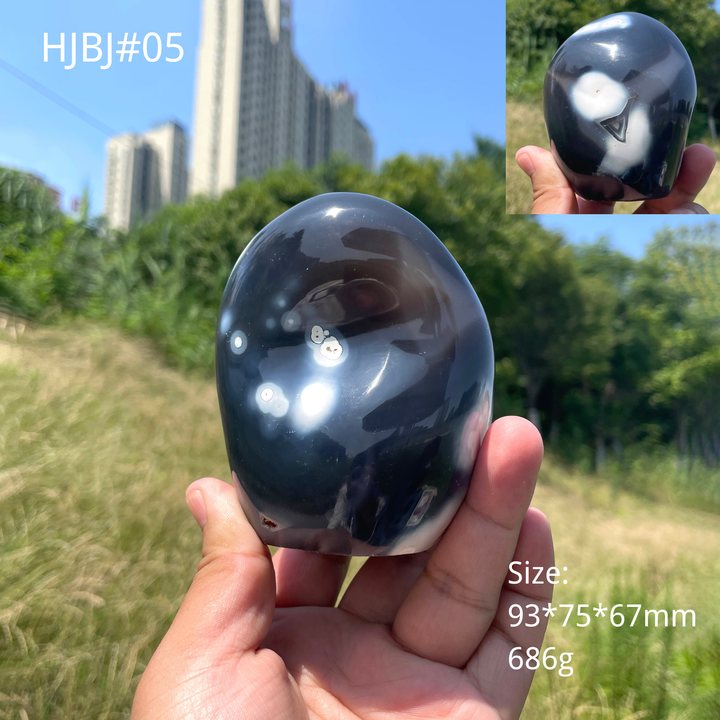 Unique,Natural Crystal Orca Agate Ornament