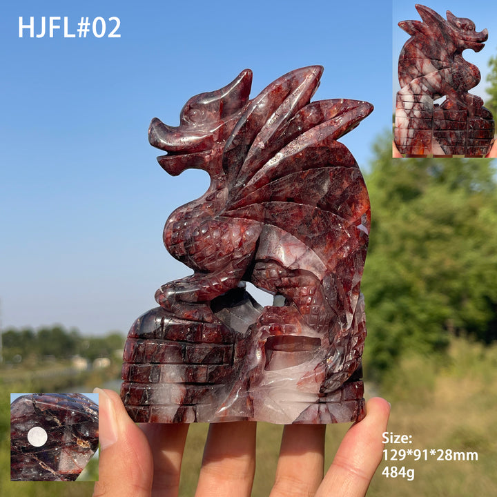 Unique,A Slightly Imperfect Natural Crystal Fire Quartz Flying Dragon Carving