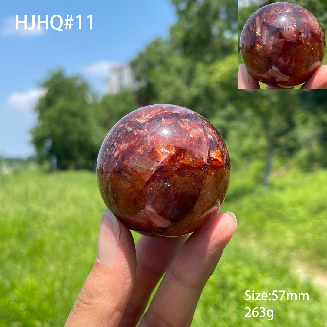 Esfera de Cristal de Cuarzo de Fuego Natural y Único