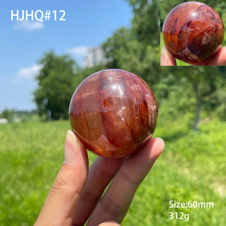 Esfera de Cristal de Cuarzo de Fuego Natural y Único