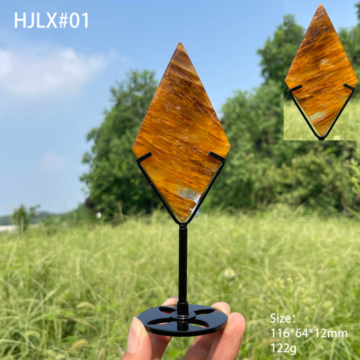 Unique,Natural Crystal Golden Healer Diamond Slice
