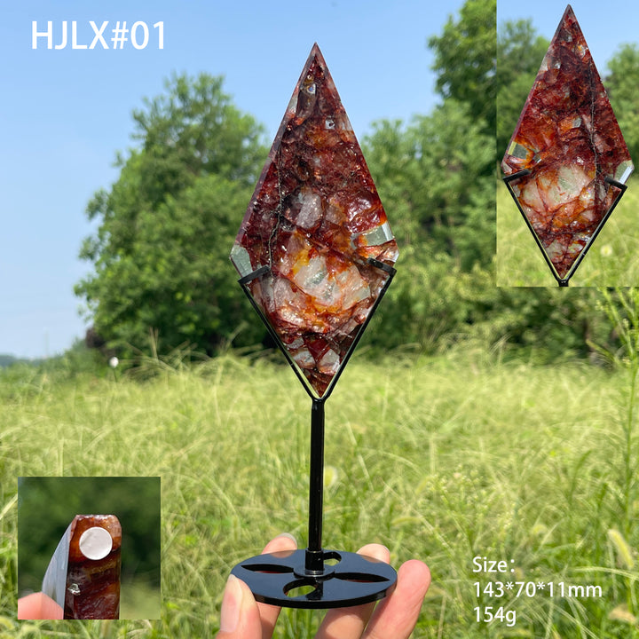 Unique,A Slightly Imperfect Natural Fire Quartz Crystal Diamond Slice