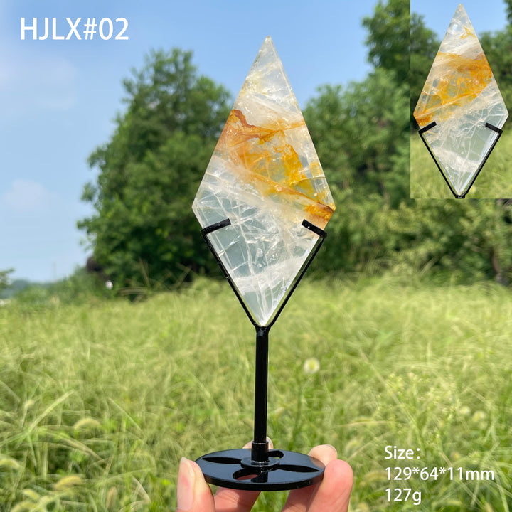 Unique,Natural Crystal Golden Healer Diamond Slice