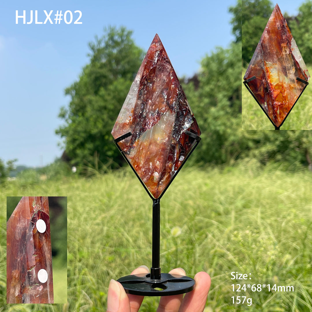 Unique,A Slightly Imperfect Natural Fire Quartz Crystal Diamond Slice