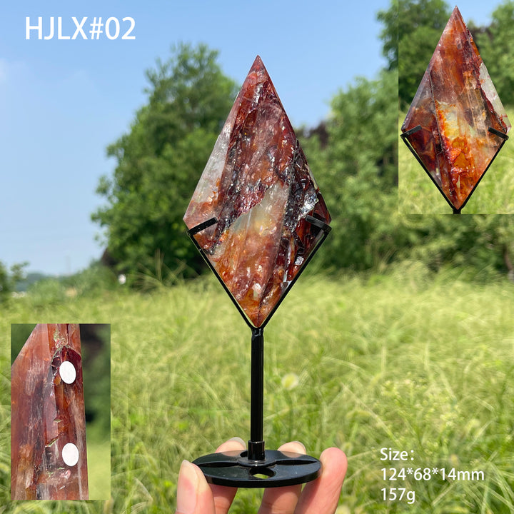 Unique,A Slightly Imperfect Natural Fire Quartz Crystal Diamond Slice
