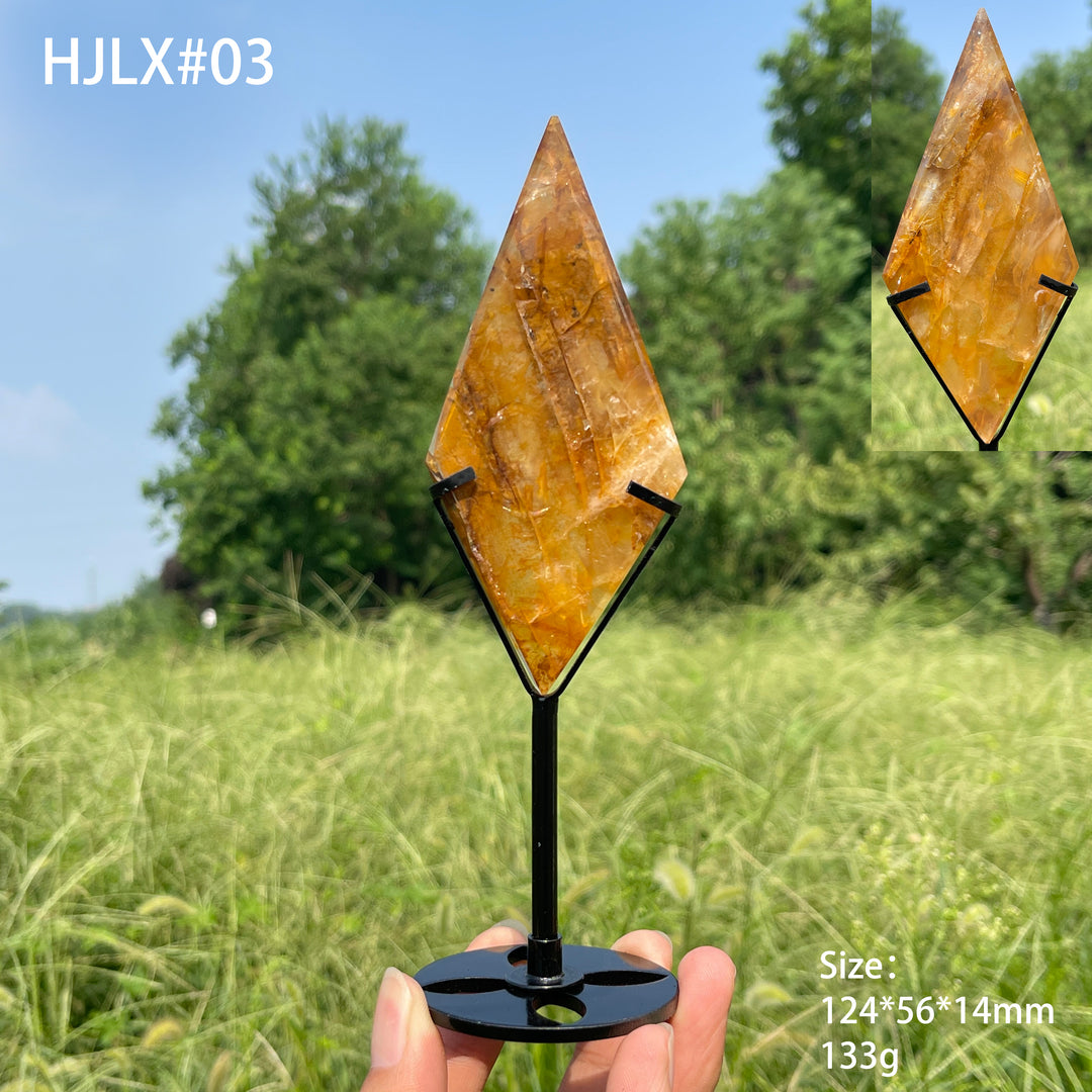 Unique,Natural Crystal Golden Healer Diamond Slice