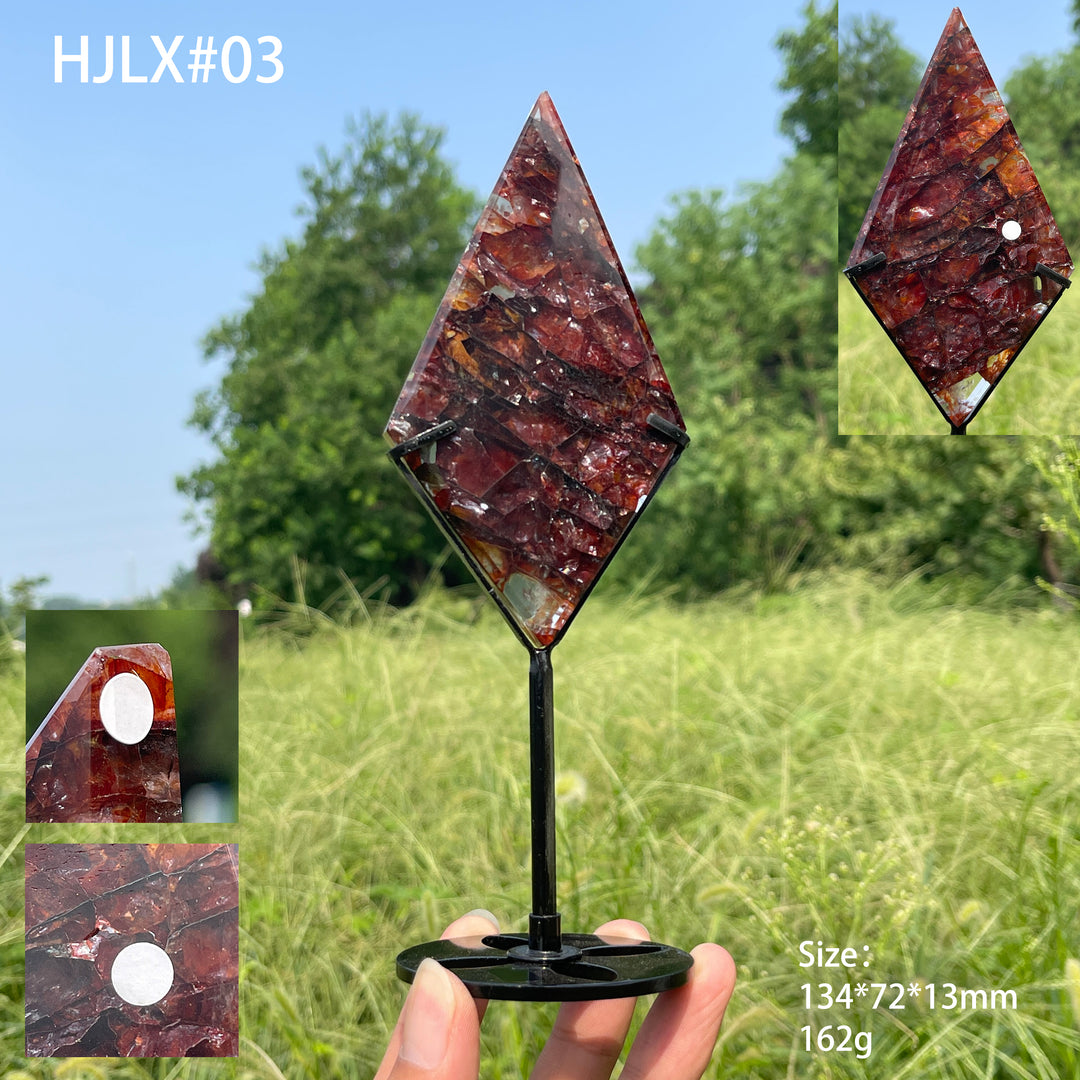 Unique,A Slightly Imperfect Natural Fire Quartz Crystal Diamond Slice