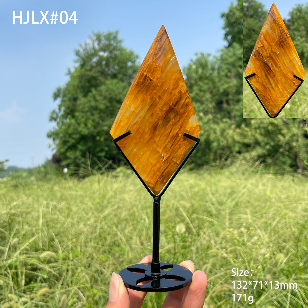 Unique,Natural Crystal Golden Healer Diamond Slice