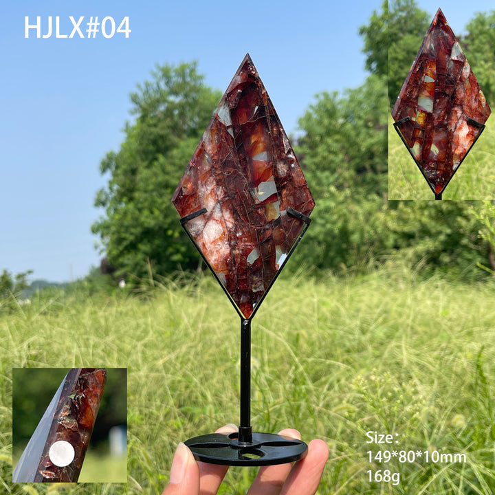 Unique,A Slightly Imperfect Natural Fire Quartz Crystal Diamond Slice