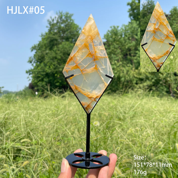 Unique,Natural Crystal Golden Healer Diamond Slice