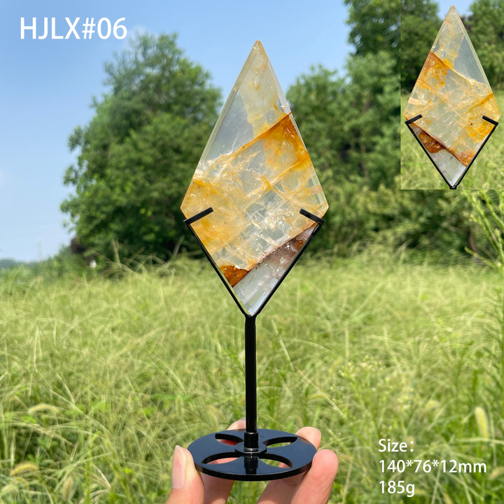 Unique,Natural Crystal Golden Healer Diamond Slice