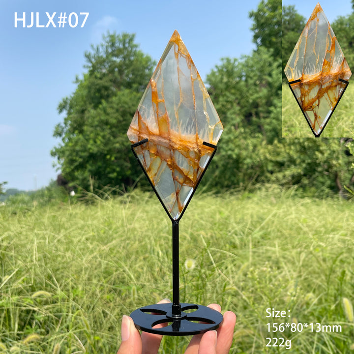 Unique,Natural Crystal Golden Healer Diamond Slice